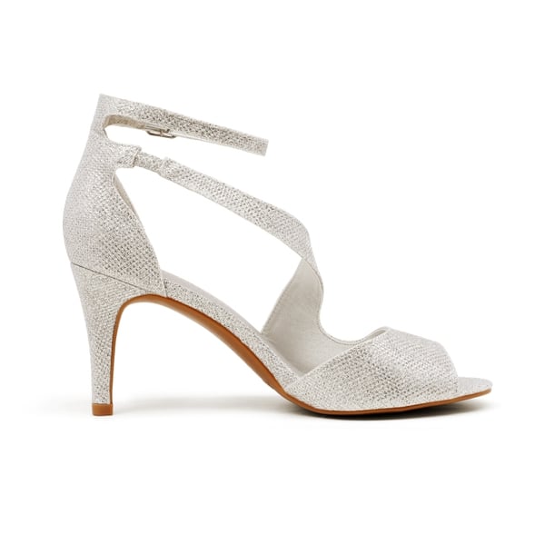 Women's Open Toe Pump Stylish Heel Sandals - SILVER GLITTER - 1